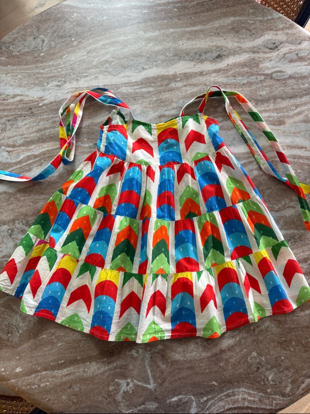 Girls' Multicolor Striped Chevron Tie-Shoulder Casual Dress 4T